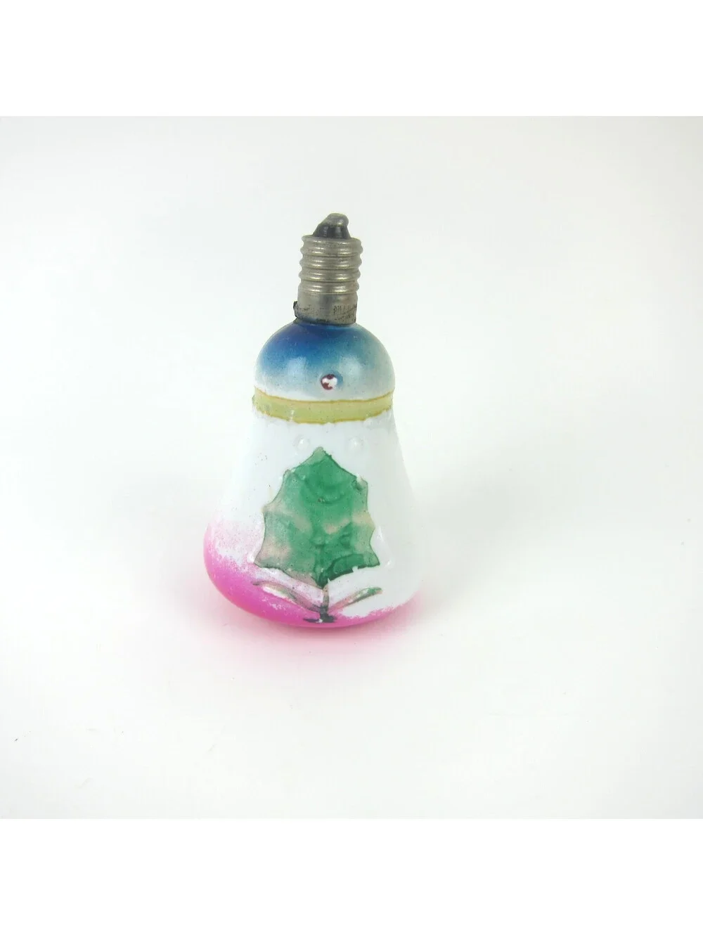 Vintage Christmas Figural Milk Glass Light Bulb C6 Bell Shape w/ Tree Japan